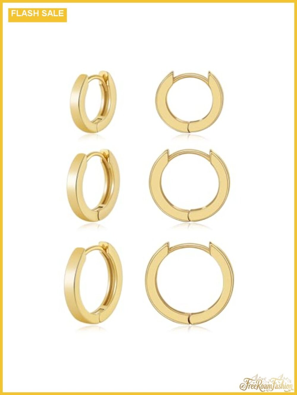 3 Pair Gold Huggie Hoop Earrings Set Small Hoops for Women Trendy